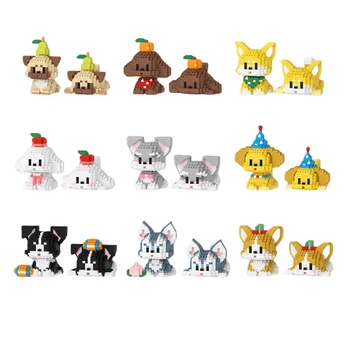 9pcs/set Kawaii Roztomilé Štěně Micro Stavební Bloky Pes Pet Zvíře Mini Cihly Dekorace Hračky Pro Děti Dárky