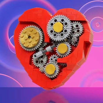 Gobricks MOC Valentines Day Strojů Strojek Srdce Dobu Stavební Blok Nastavit, Láska, Tvar, DIY Cihly Hračky Pro Děti, Dívka, Dárek
