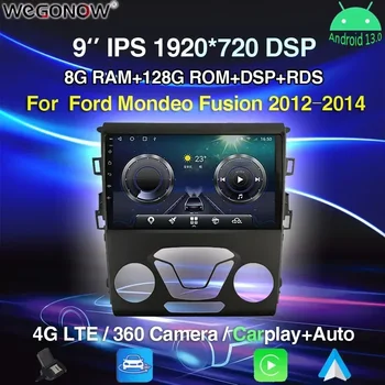 HD 1080*720 8G+256GB 8Core DSP Android 13.0 Auto DVD Přehrávač GPS Mapy WIFI, Bluetooth, 5.0 RDS Rádio Pro Ford Mondeo Fusion 2012-2014
