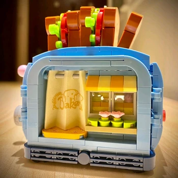 Hračky pro Děti Zábavní Park Pekárna Chleba Dort Obchod, Obchod s Potravinami, Restauraci 3D Model Mini DIY Bloky, Cihly, Stavební