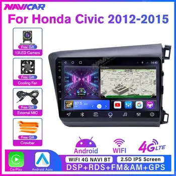 IPS Android 10 Auto Rádio Auto Multimédií Pro Honda Civic 2012-2015 GPS Navigace Stereo Audio Č. 2 DIN 4G, BT, DVD Video DSP
