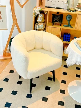 Luxusní Jehněčí Kašmír Křesla Nordic Design Obývací Pokoj Rozkládací Křeslo, Ložnice Make-Up Židle, Komoda Stolička Nábytek Křeslo