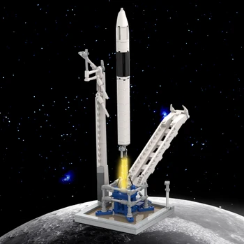 MOC SpaceX Falcon 1 & Launch Pad [Saturn V měřítku] Rocket Model Cihly Vojenské Vesmíru Stavební Blok, Děti, Hračky Dárek k Narozeninám