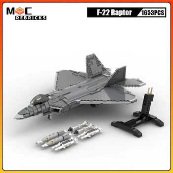 Moderní Vojenské Války NÁS Stealth Fighter F-22 Raptor VH Stavební Bloky 2. světové války Letadla Zbraň Model DIY Cihly Hračky Dítě Dárek