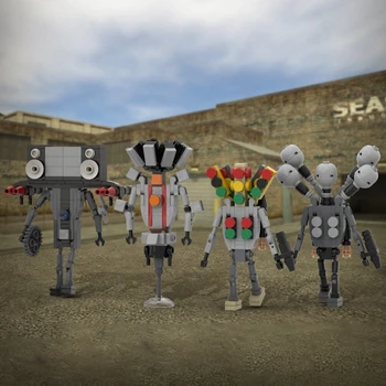Nová Verze Skibidi Toaleta Kameraman Battle Pack Monster Mech Robot DIY Filmovou Roli Cihly Hračky Nastavit pro Sběr
