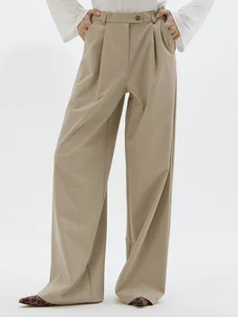 Nové Podzimní Kalhoty, Ženy, Korejský Styl Ležérní Vysokým Pasem Korejský Módní Office Dámy Elegantní Khaki Rovnou Oblek Kalhoty Kalhoty