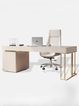 Světlo luxusní rocková deska psací stůl, moderní a jednoduché high-end desktop počítače stůl a židle kombinace