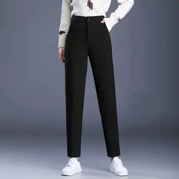 Vintage Vlněné Kalhoty 2023 Podzim Zima Elegantní Vysokým Pasem Kalhoty Úřadu Dámské Harem Kalhoty, Ženy Ležérní Kalhoty